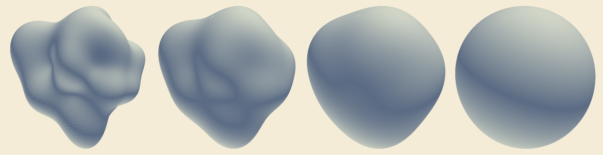 A bumpy sphere relaxing to round under heat flow